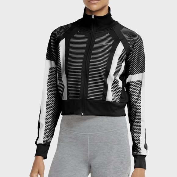 Nike Pro Cropped Knit Zip Up Jacket High Neck - Picture 1 of 14